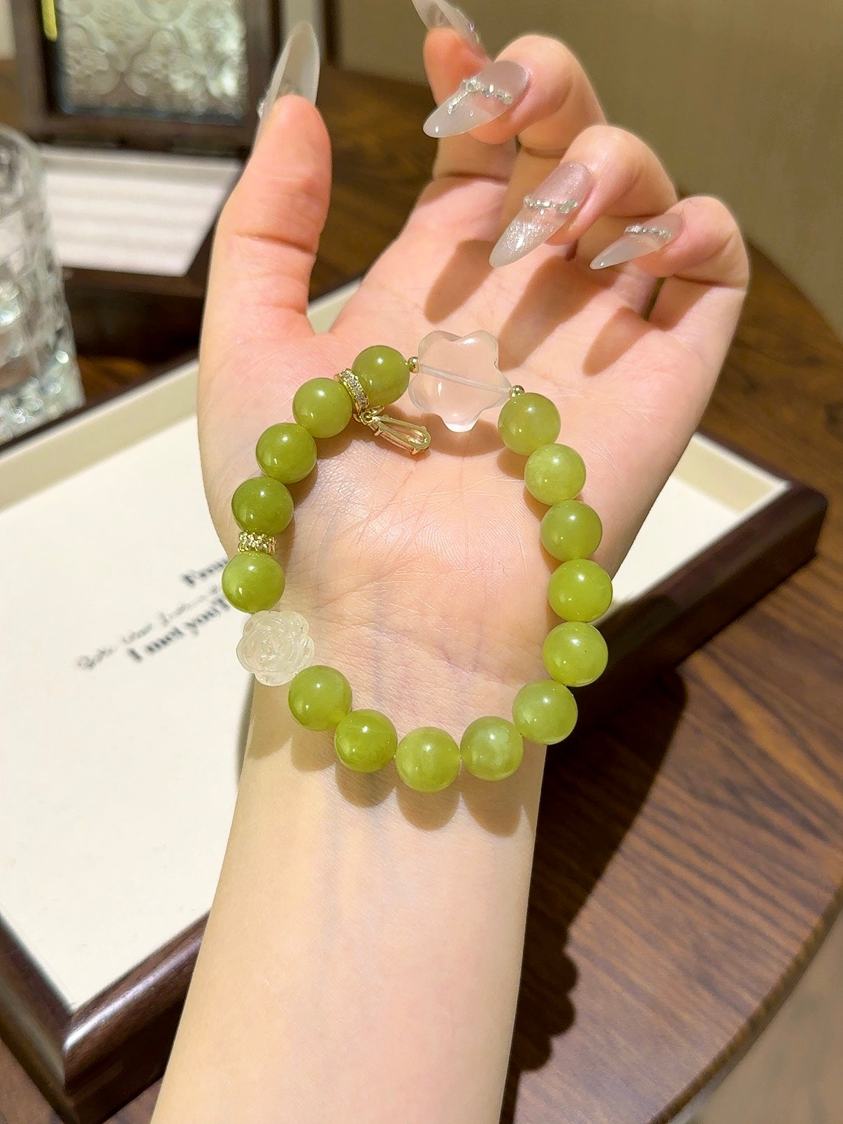 ▫️▪️ Xiuyu pink crystal white crystal star flower bracelet